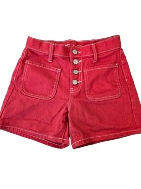 Old Navy Red Denim Button Fly Shorts Girls 12